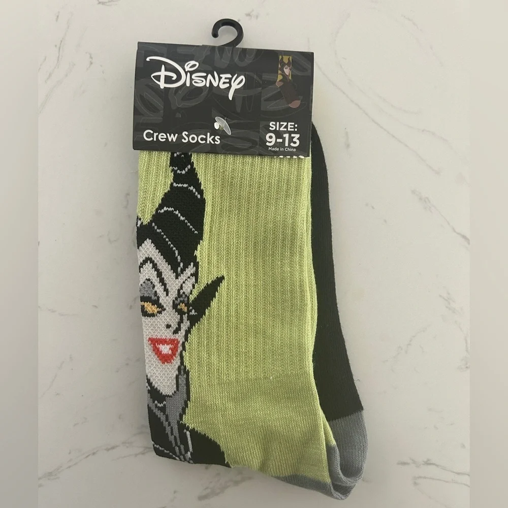 Disney Maleficent Crew Socks - Size 9-13, Unisex- NWT